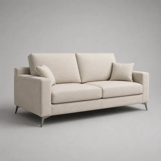 2-Sitzer-Sofa aus Polyester und Metall mit 2 Zierkissen, Creme/Anthrazit, 180 × 88 × 84 cm
