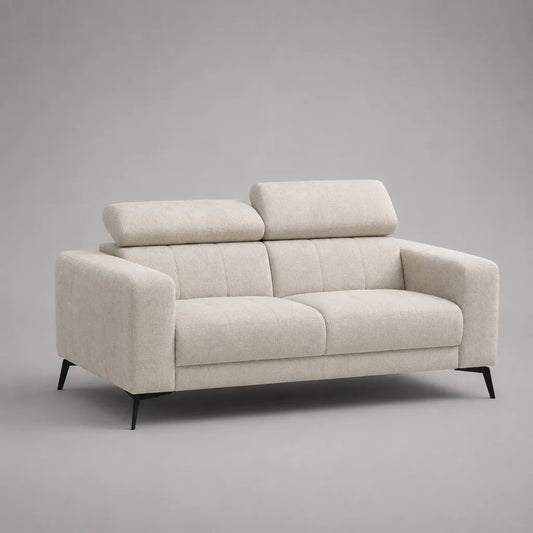 2-Sitzer-Sofa mit verstellbaren Kopfstützen, Polyester-Chenille, Creme, 170 × 95 × 100 cm